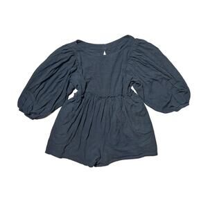 Free People Women's Black balloon sleeve  Playsuit-romper